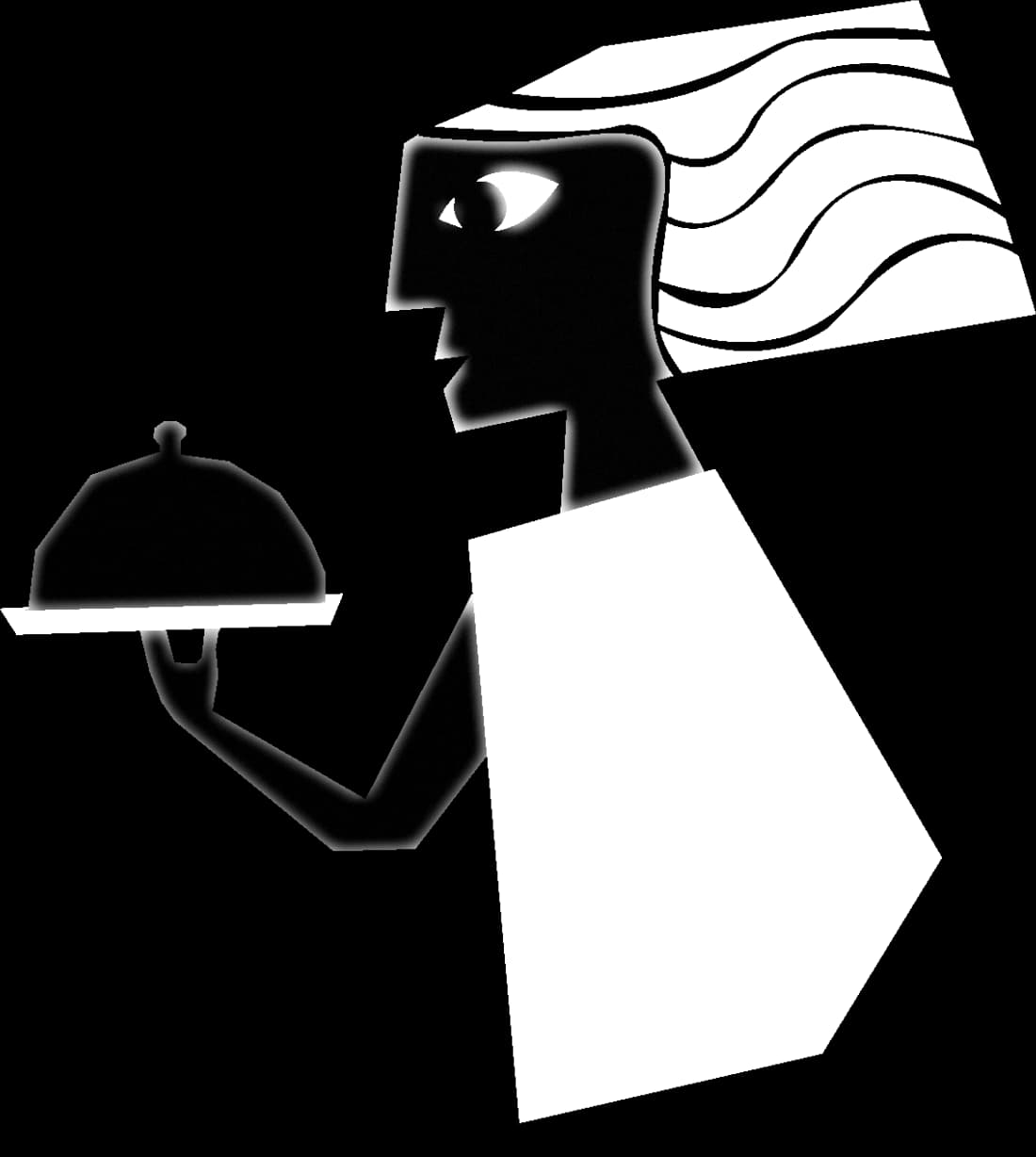 Illustration: Demetra brings a dish under a cloche